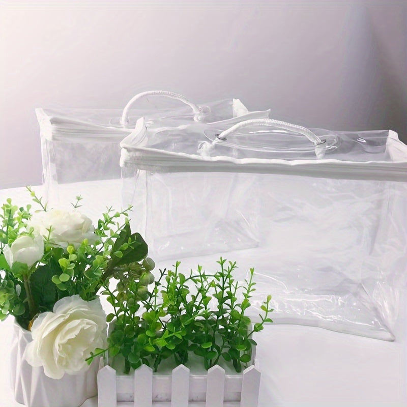 1pcs/2pcs 2-Pack Transparent PVC Travel Makeup Bag, Waterproof Cosmetic Pouch for Travel, Portable Quilt Blanket Storage Bag