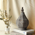 12''H Moroccan Metal Table Lamp Battery Powered Cordless Lamp with LED Fairy Lights Bulb