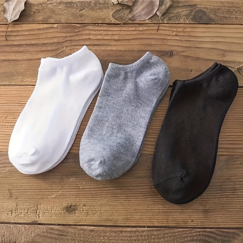 1/3/6/9/15 Pairs Simple Solid Socks, Unisex All-match Low Cut Ankle Socks, Women's Stockings & Hosiery