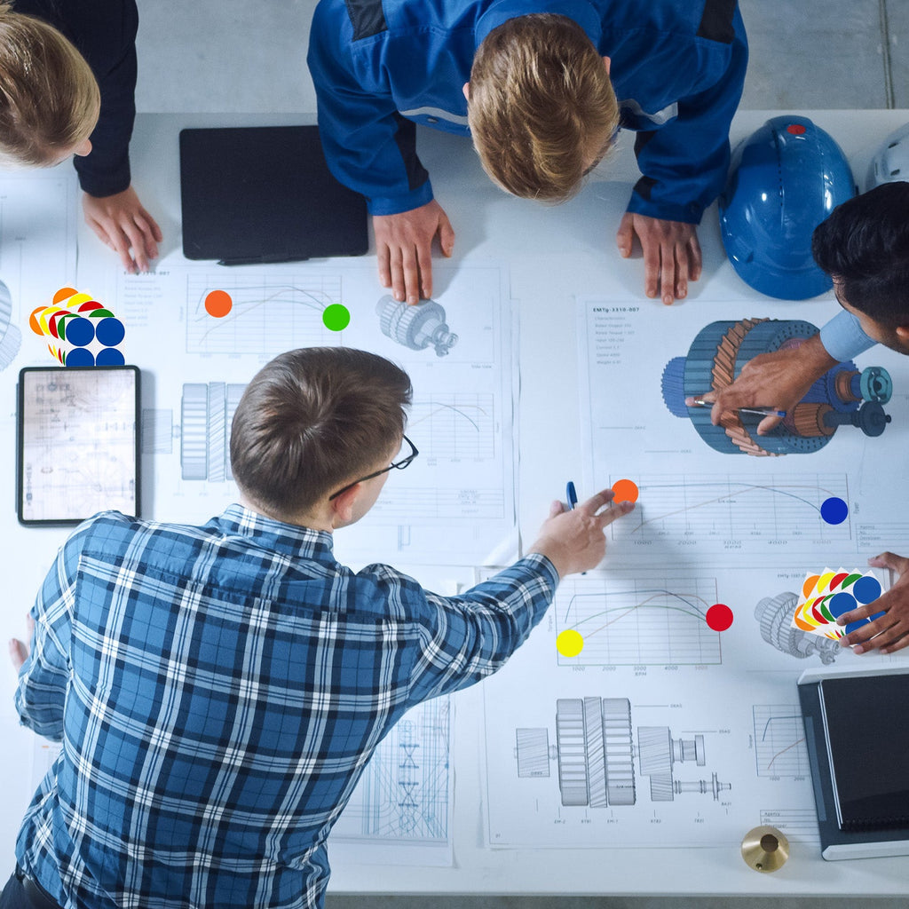 1/2" Permanent Round Color-Code Sheeted Dot Pack (Fluorescent): 1,200/Pack