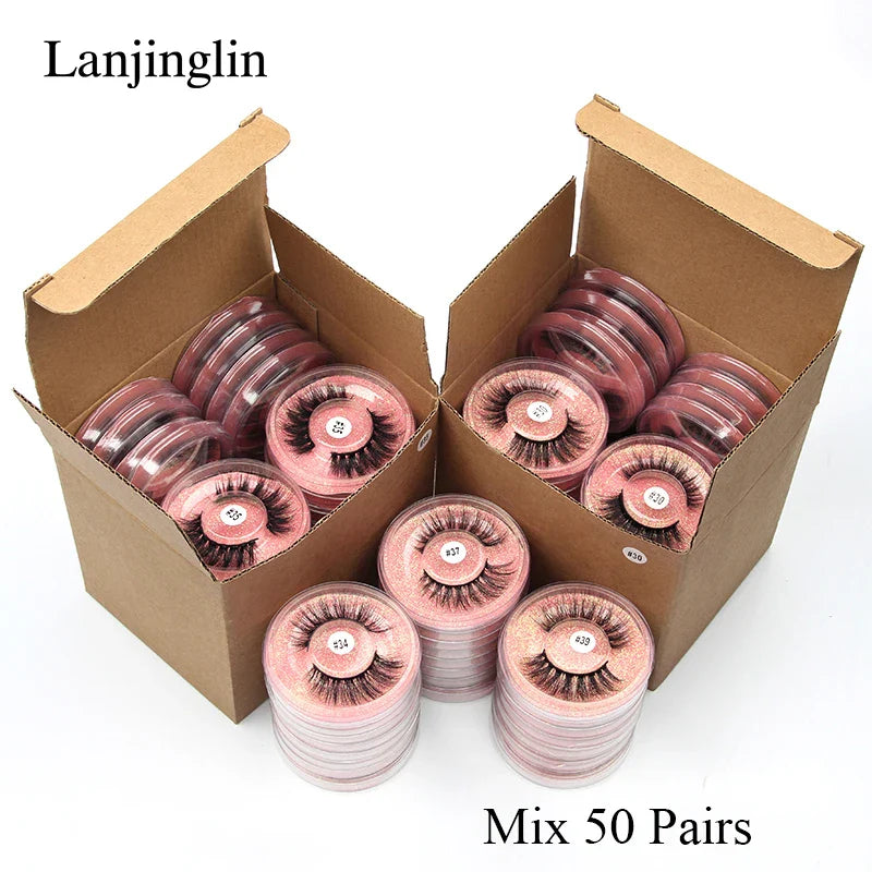 4/100 Pairs Wholesale Fake Lashes 3D Mink Eyelashes Fluffy Dramatic Lashes Cruelty Free False Eye lashes Makeup Tools maquillaje