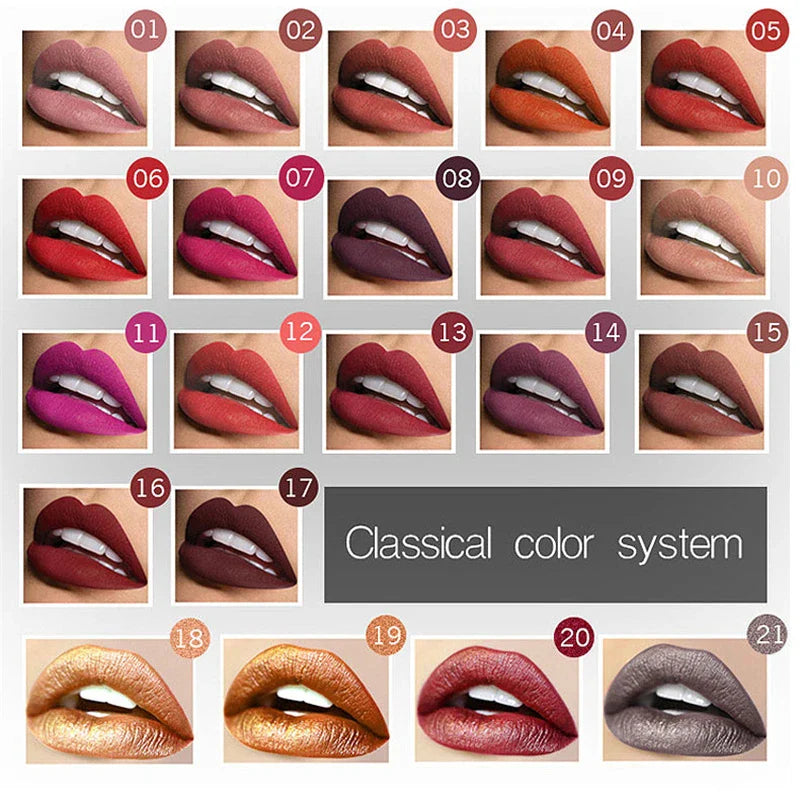21 Colors Nude Matte Lipstick Liquid Moisturizer Waterproof Lasting Non-stick Cup Velvet Lip Gloss Women Lips Makeup Cosmetics