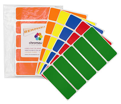 1" x 3" Removable Color-Code Rectangle Label Variety Kit (Primary Colors): 150/Pack