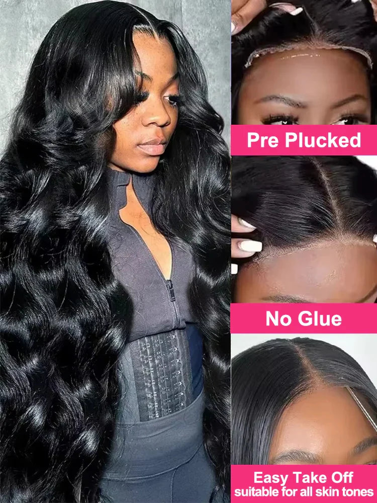 13x4 Body Wave Lace Front Human Hair Wig 200% Water Wave Pre Plucked HD Transparent Lace Wig 5x5 Closure Glueless Wigs For Women