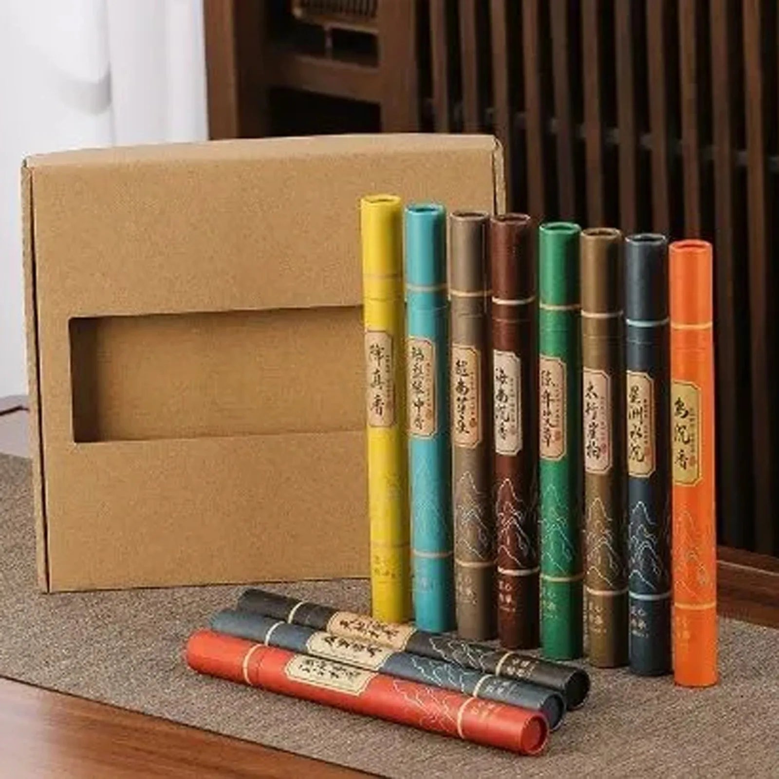 11 Fragrances Available With Gift Box In 20g Cans Approximately 40pcs/Can Natural Linear Sandalwood Stick Incense Long-Lasting