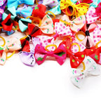 100PCS Puppy Bow Handmade Movable Pet Dog Grooming Hair Accessories Dog Bows With Rubber Band For Small Dog and Cat Pet Products
