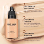 2024 New Foundation +Puff set Liquid Matte Full Coverage Foundation Waterproof Matte Natural Foundation With Blue Thumb Puff