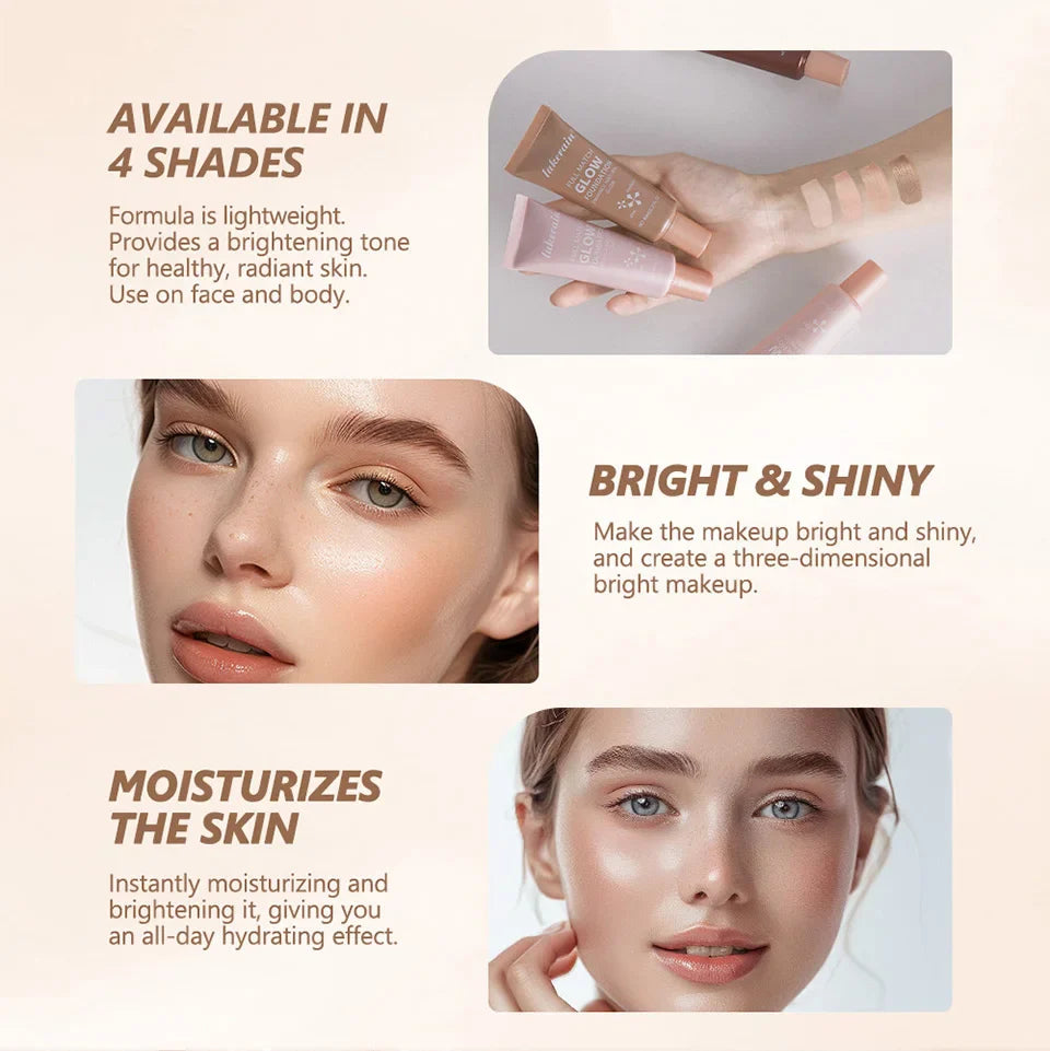 4 Colors Moisturizing Glow Foundation Liquid Long Lasting Natural Lightweight base Multi-purpose Illuminator Highlight Cream