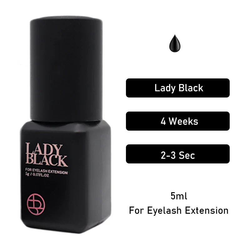5 Bottles Lady Black Lash Glue Korea Dry Fastest Strongest False Eyelash Extensions Glue 5ml Makeup Tools Professional Adhesive