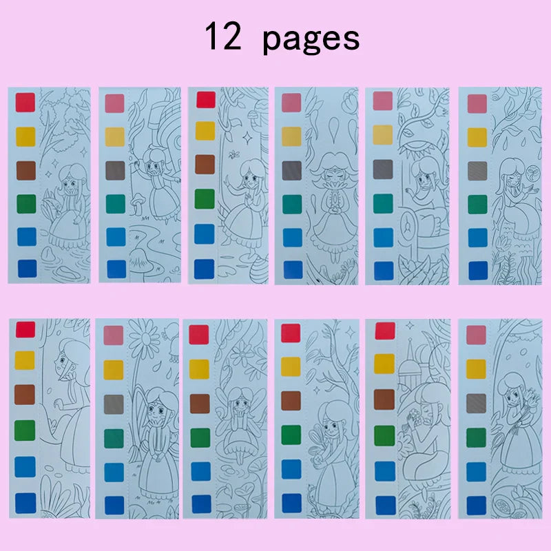 12pages Children's Watercolor Coloring Book,Developmental Toys,Kid's Drawing Toys For Thanksgiving, Easter, Christmas Gifts