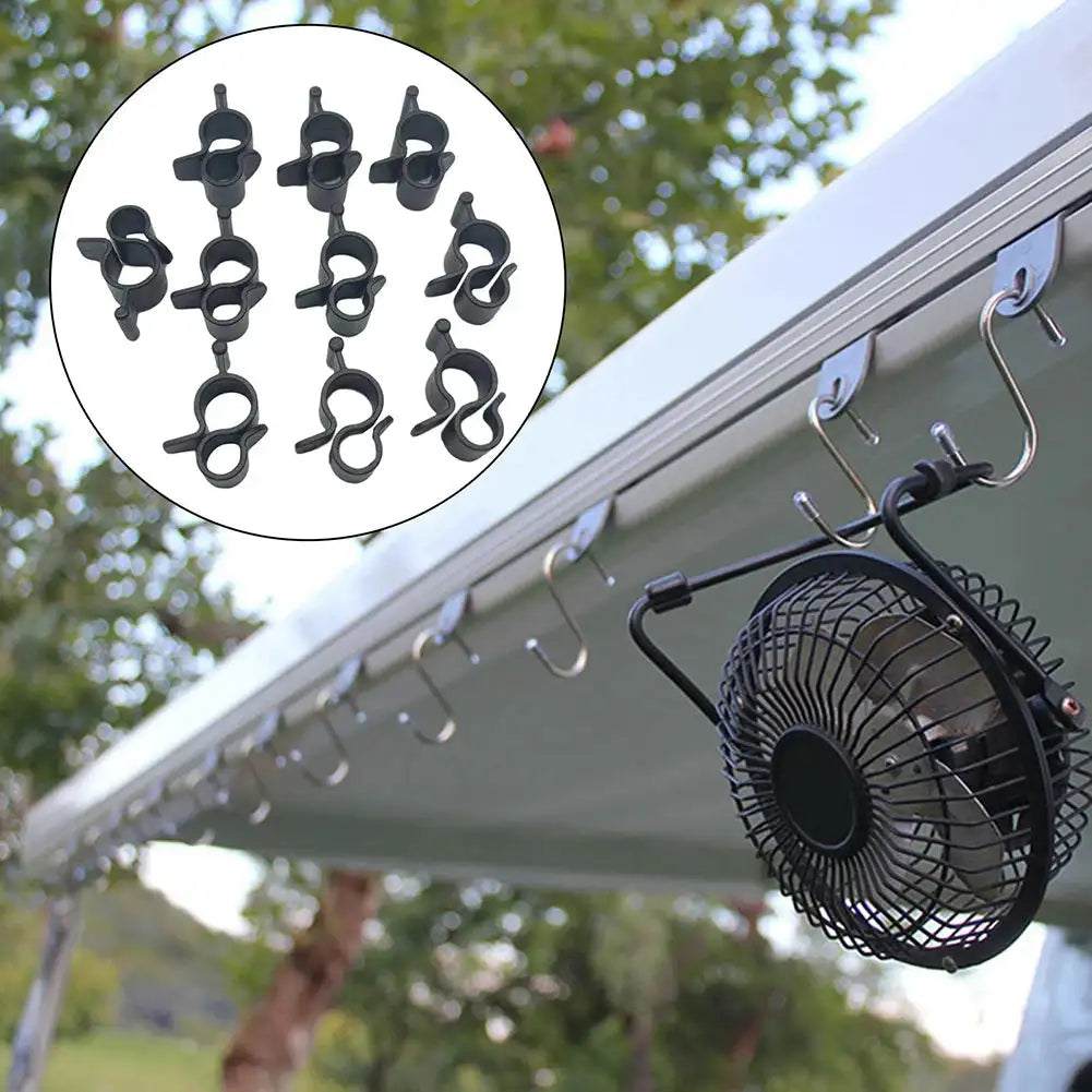10 Pcs Camping Awning Hooks Clips RV Tent Hangers Light Hanger For Caravan Camper Multi Use RV Traveling Tent Clip Light Hanger