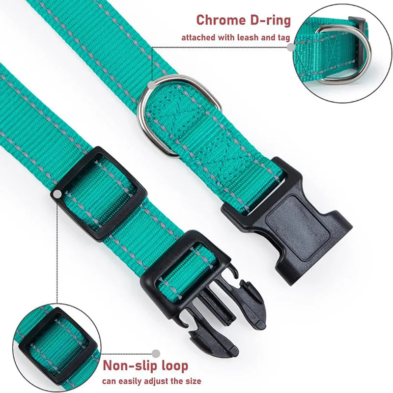 1.2/1.5/1.8M/Night Reflective Pet Towing Rope Collar Nylon Reinforcement Rope Walking Dog Towing Rope Collar Strap Dog Rope