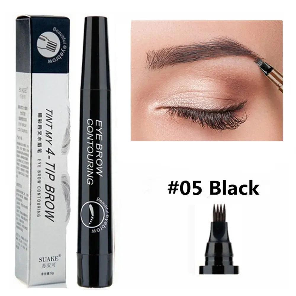 4 Fork Eyebrow Pencil Natural Waterproof Anti-sweat Lasting Liquid Does Not Faint Dye Extremely Fine Eyebrow Pencil Makeup Tool