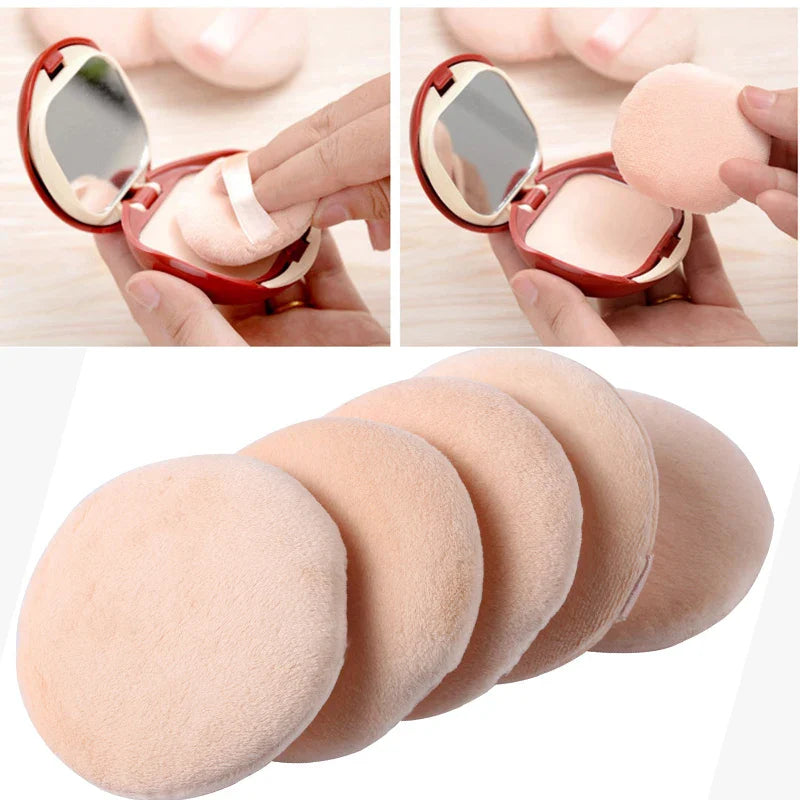 5PCS Pure Cotton Powder Puffs Soft Makeup Sponge Puffs for Setting Powder Blending Foundation Finishing Reusable Cosmetic Set