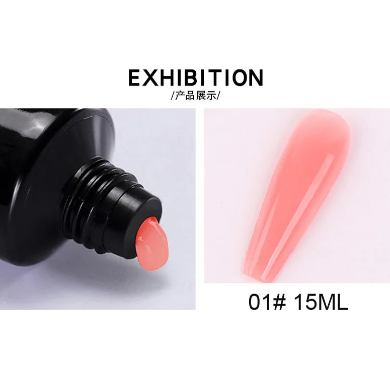 15Ml Nail Extension 3 colors Poly UV Gel,Transparent/ Pink/White Gel For DIY Nail Art,Multi-function UV Gel Nail Art Tools 1&