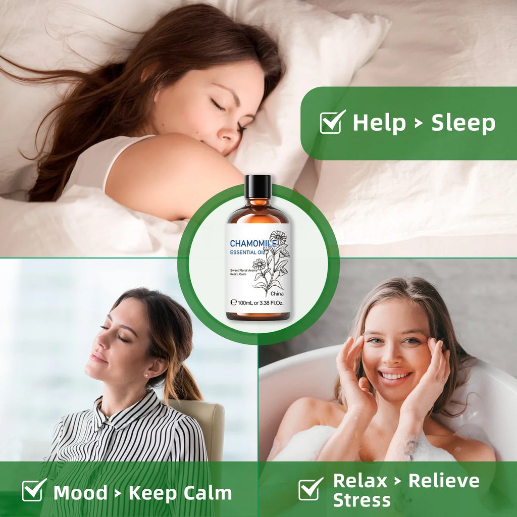 100ML Chamomile Essential Oils,100% Pure Floral Oil for Diffuser, Humidifier, Massage, Valentine's Day, Mother's &Father' Gifts