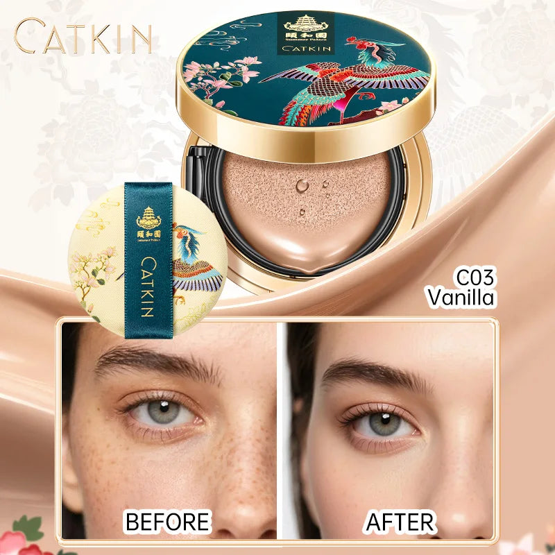 Catkin Phoenix Cushion Foundation Full Coverage, Sheer Satin Finish, Refill Included, Light Beige