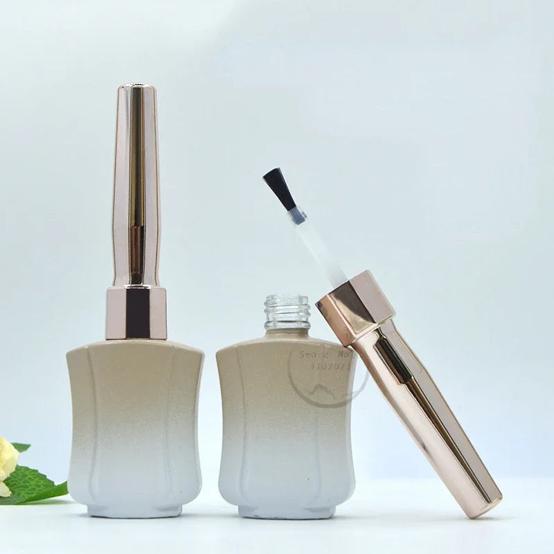12ml Special Shape Luxury Glass Gel Nail Polish Bottle with Plastic Caps and Brush Refillable Nail Polish Touch Up Bottle