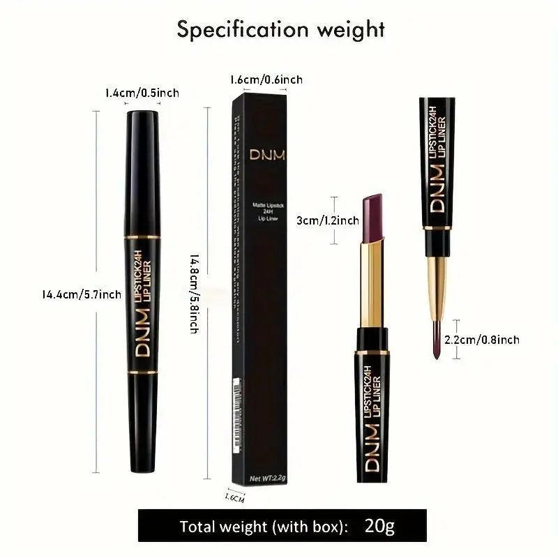 12 Colors Double-Ended Lipstick & Lip Liner Pencil，Waterproof, Non-Stick, Long Lasting,Make Natural Makeup Effect for All Skin