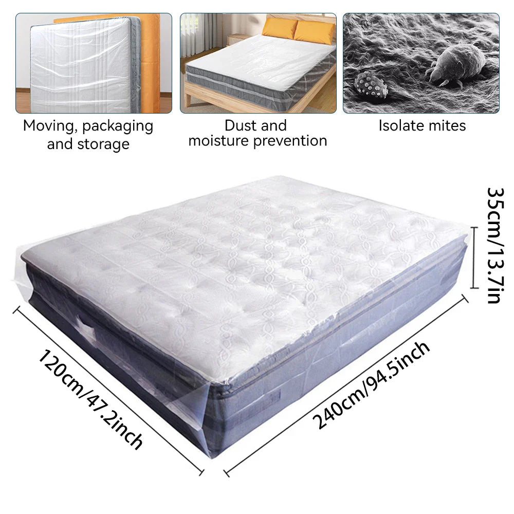 150/200x240x35cm Mattress Protector Packaging Bag Moisture-proof Dust Cover Thickness 0.08mm PE Transparent Moving Home Storage