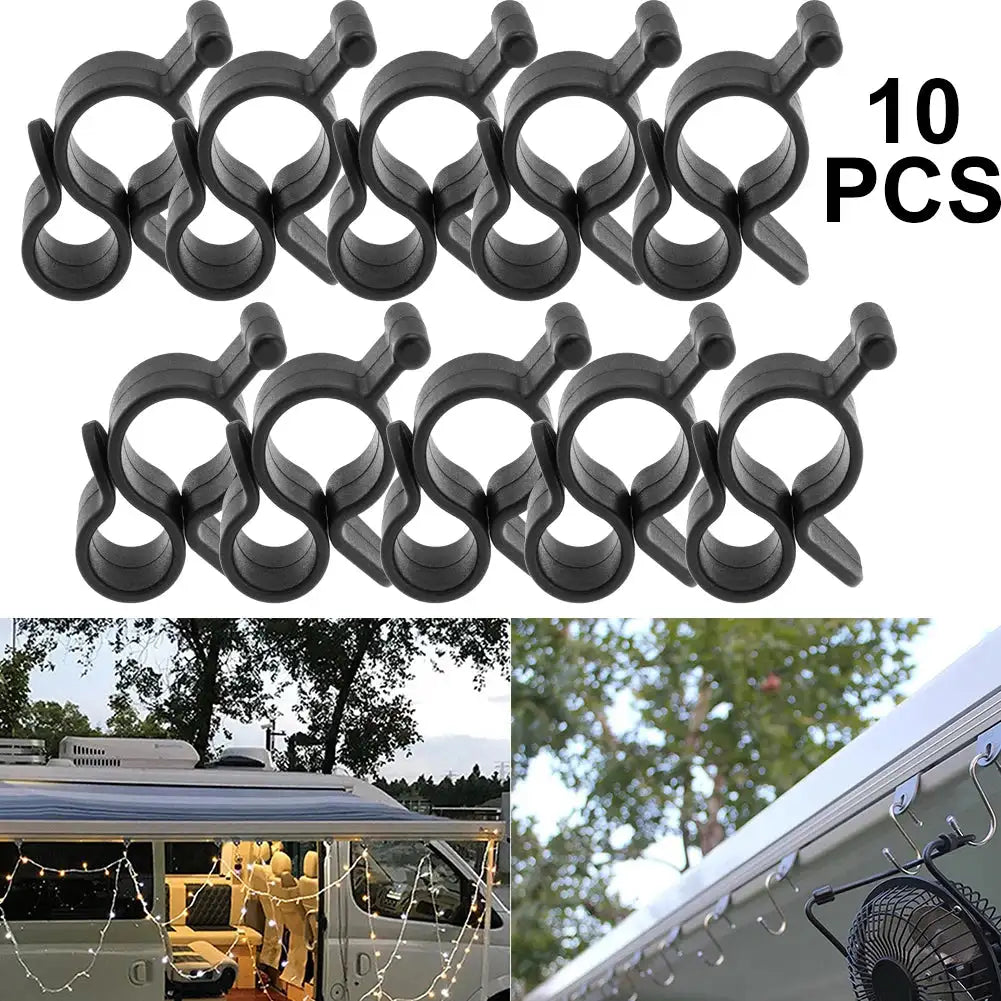10 Pcs Camping Awning Hooks Clips RV Tent Hangers Light Hanger For Caravan Camper Multi Use RV Traveling Tent Clip Light Hanger