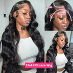 13x4 Body Wave Lace Front Human Hair Wig 200% Water Wave Pre Plucked HD Transparent Lace Wig 5x5 Closure Glueless Wigs For Women