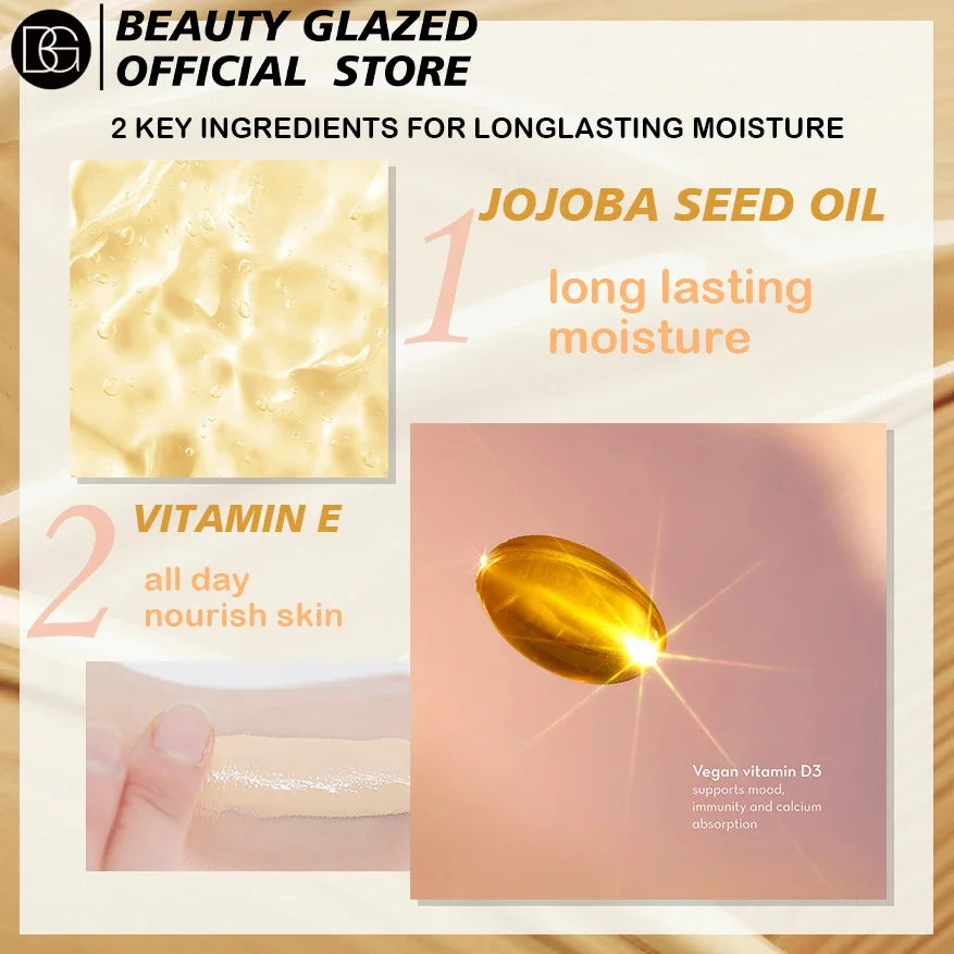 BEAUTY GLAZED Liquid Foundation,Silky Texture Full Coverage,Lightweight Oil Control Long Wearing Natural Flawless Foundation