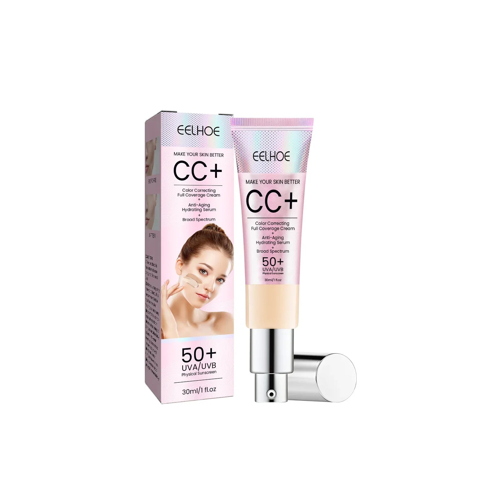 CC Foundation Cream Natural Moisturizing Waterproof Brightening Foundation Concealer Coverage Blemish Oil-control Lasting Makeup