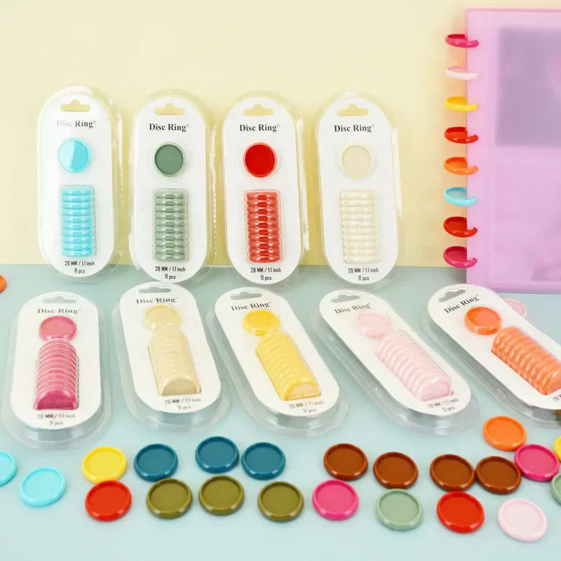 11pcs 24mm 28mm 32mm Loose-leaf Notebook Discbound Rings Discs Mushroom Hole Binding Ring Binder School Office Supplies