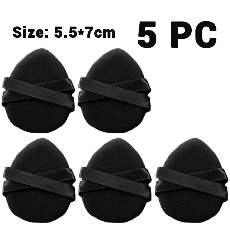 30Pcs Thickened Double Ribbon Wet Dry Dual-use Makeup Puff Black Skin Color Teardrop Shape Powder Puffs Foundation Cosmetic Tool
