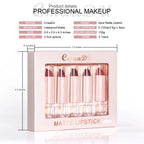 5 Pcs  Matte Lipstick Sets Lip Gloss Moisturizing Long-lasting Easy Makeup Fashion Classic Shades For Daily Date Exquisite Gift