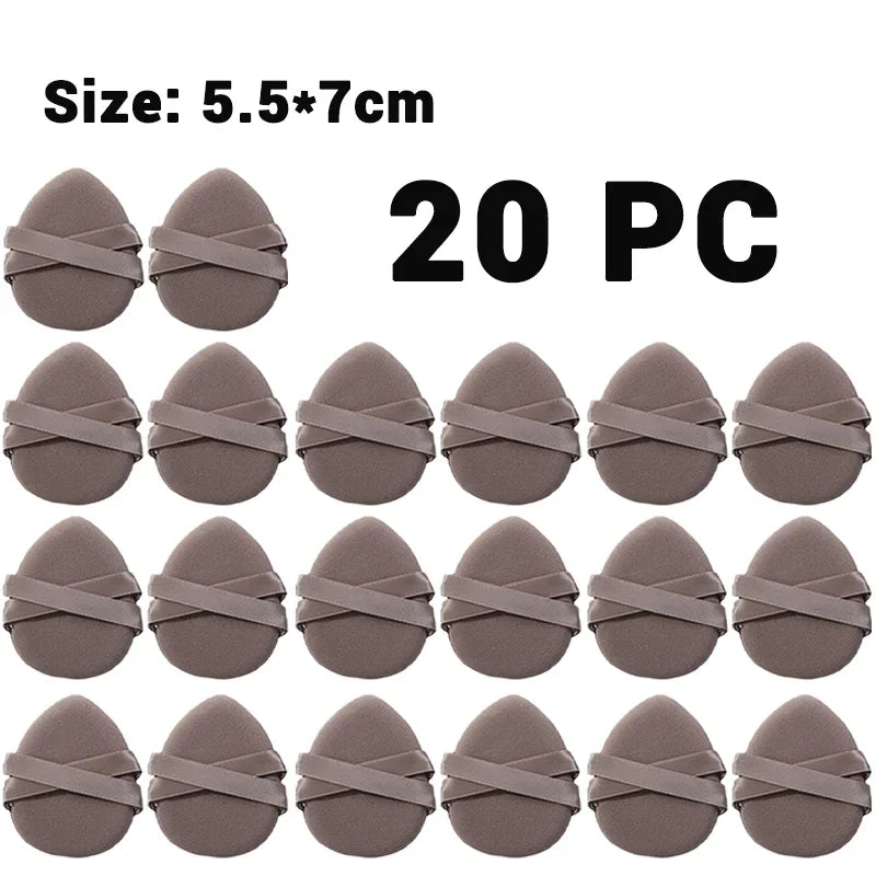 30Pcs Thickened Double Ribbon Wet Dry Dual-use Makeup Puff Black Skin Color Teardrop Shape Powder Puffs Foundation Cosmetic Tool