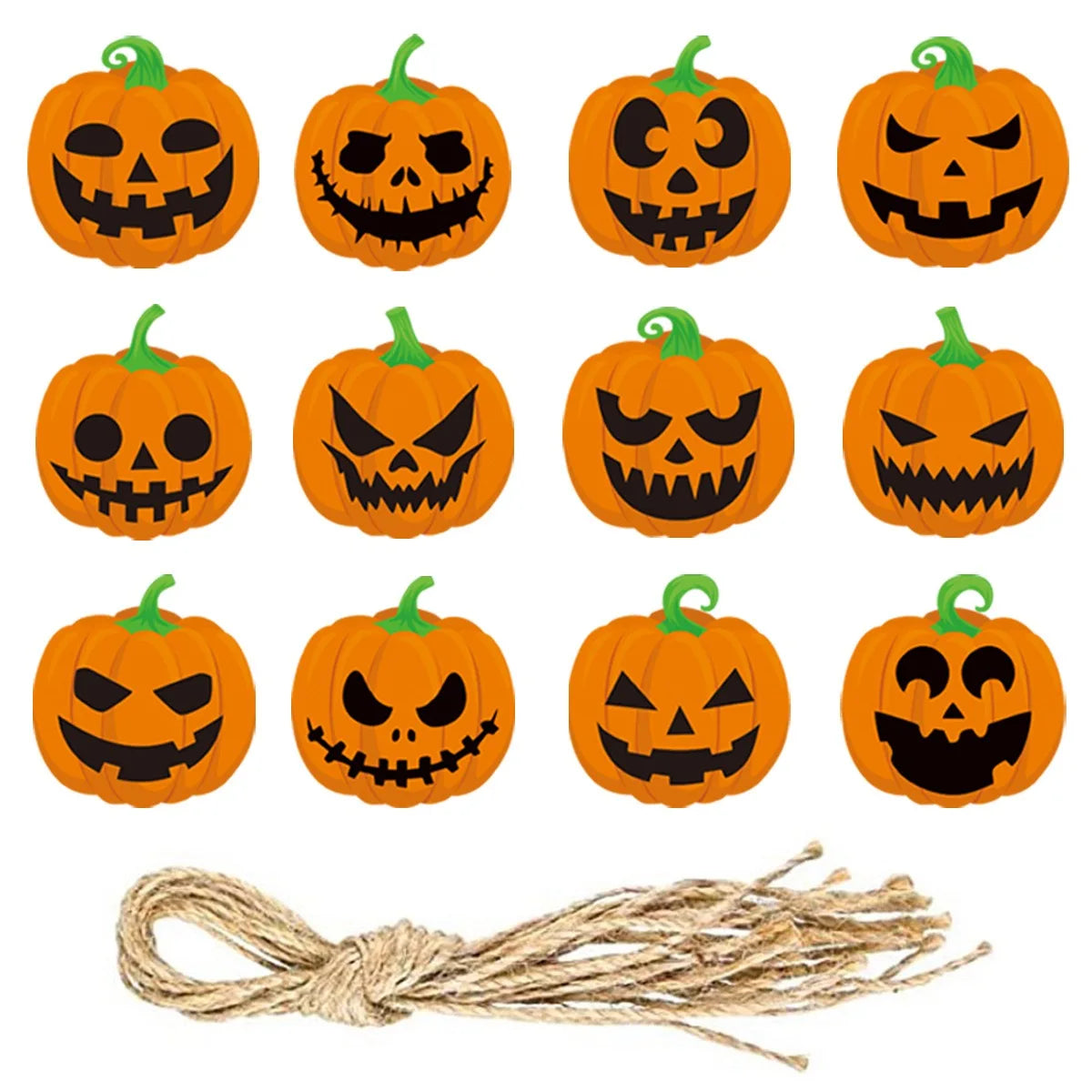12pcs Vintage Halloween Tree Ornament Decorations Horror Pumpkin Witch skull pendant Hanging Tag for Halloween Party home Decor