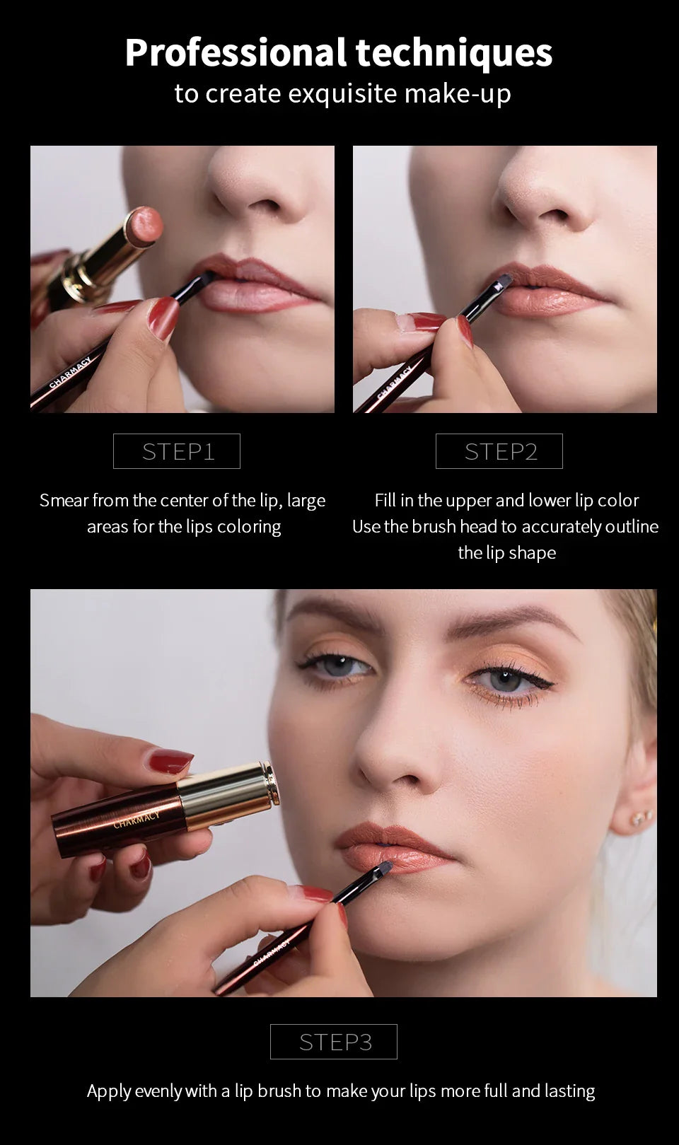 CHARMACY Moisturize Intense Nude Lipstick Luxury Professional Korean Lipsticks Easy to Wear Women Lip Makeup Cosmetic