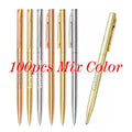 100 Pcs New Advertising Pen Free Custom LOGO Metal Ballpoint Pen Lettering Name Wholesale Hotel Gift Pen Office Supplies