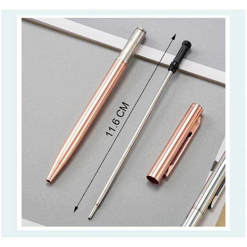 100 Pcs New Advertising Pen Free Custom LOGO Metal Ballpoint Pen Lettering Name Wholesale Hotel Gift Pen Office Supplies