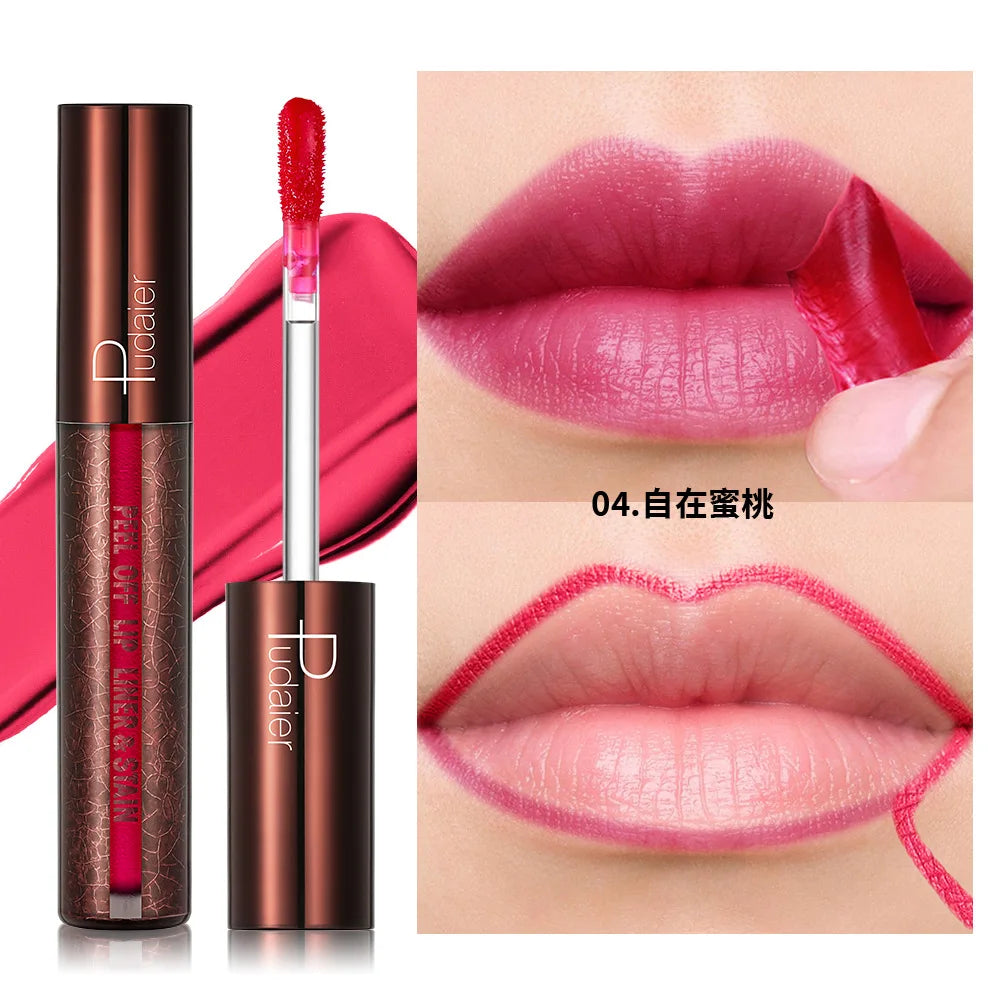 5Color Liquid Peel-off Lip Gloss Waterproof Long-lasting Matte Lipstick Non-stick Cup Makeup Moisturizing Lip Tattoo Pigment