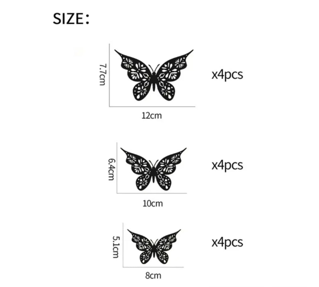 12 Pieces 3D Hollow Butterfly Wall Sticker Bedroom Living Room DIY Butterflies Art Wall Decor Wedding  Wallpaper Home Decoration