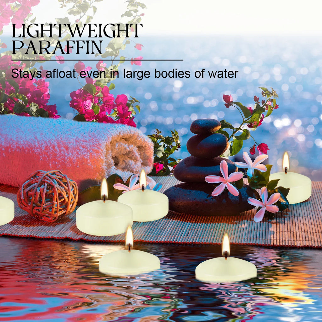 12 Pcs 2inch Ivory Floating Candles, 5-6 Hours of Burning Time, Floating Candles, Romantic Night, Portable Small Candle Set, Not Only a Beautiful Embellishment in Life, and the Best Choice of Love and Warmth.