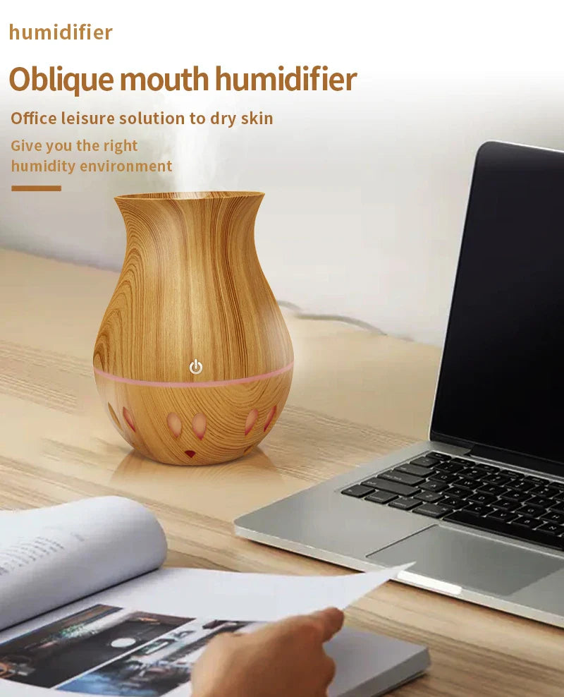 130ml Wood Grain Mini Humidifier Essential Oil Diffuser Spray Bedroom Humidifier Atomizer Aromatherapy Diffuser Mute Home