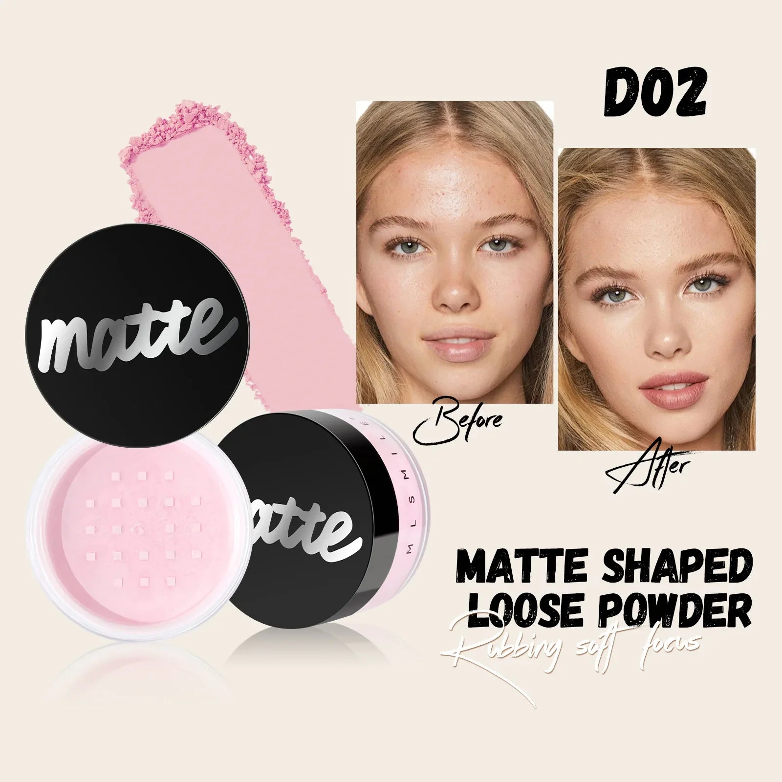 4 Colors Matte Loose Powder Face Whitening Skin Finish Transparent Pink Nude Mineral Makeup Cosmetic Foundation Setting Powder