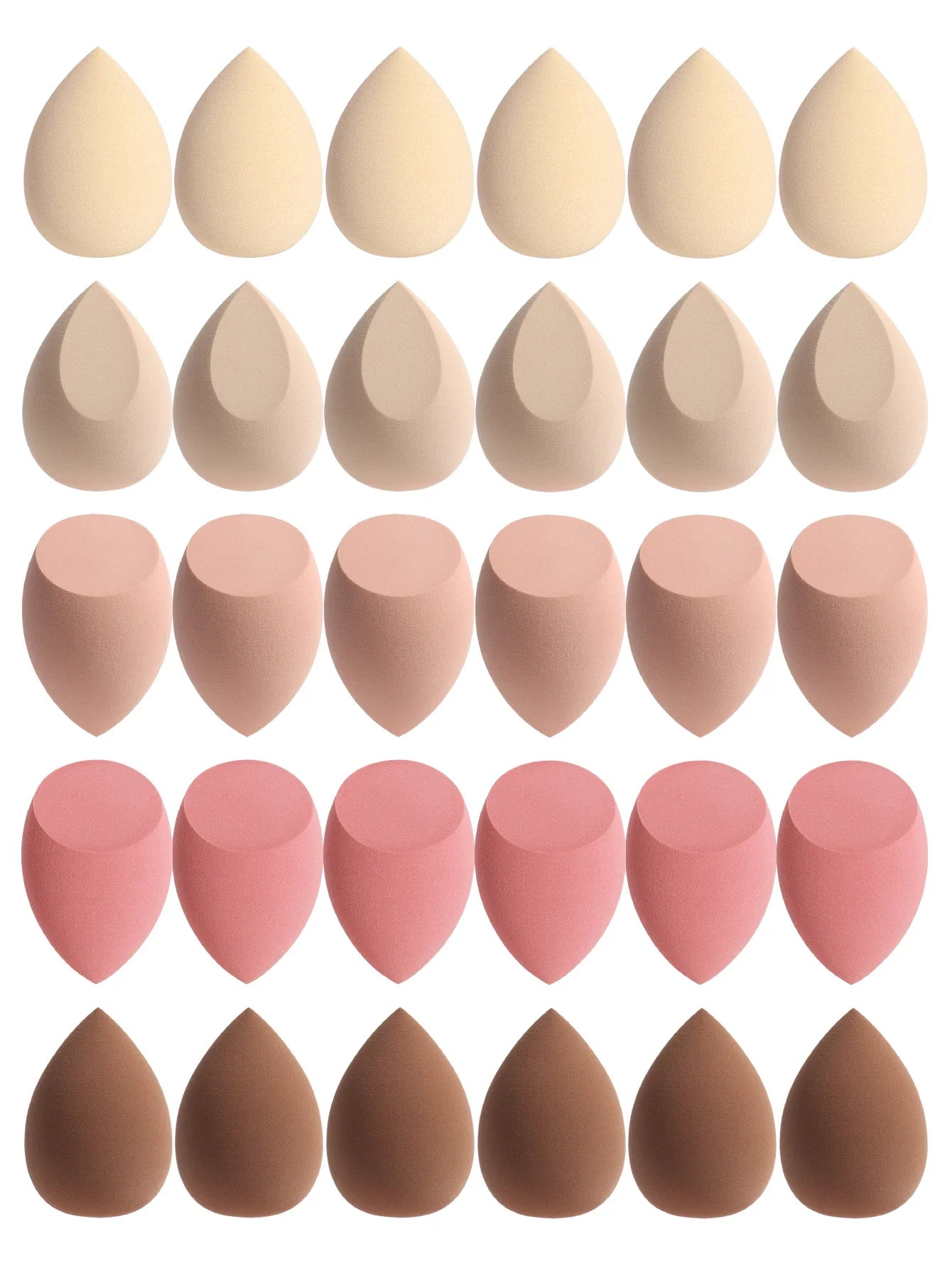 30 Beauty Eggs (Makeup Sponges) Foundation Make-Up Mixed Beauty Sponge, Liquid, Cream and Powder Without Blemish, Multi-Color C