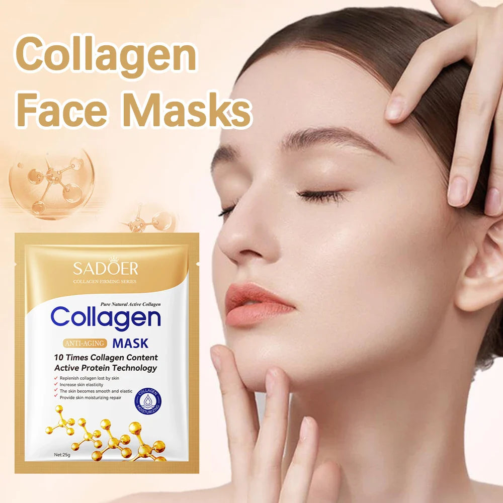 1/5/10/20pcs Collagen Facial Mask Moisturizing Brightening Lifting Skincare Treatment Face Masks Kit