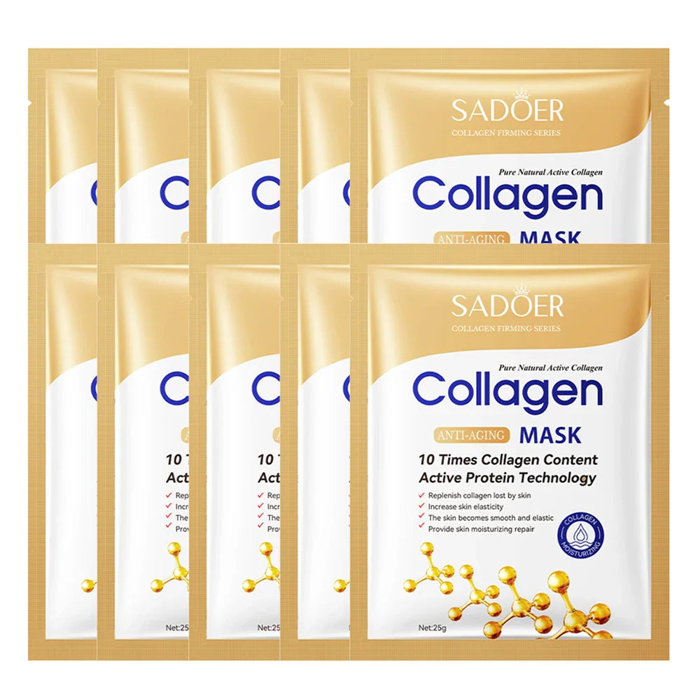1/5/10/20pcs Collagen Facial Mask Moisturizing Brightening Lifting Skincare Treatment Face Masks Kit