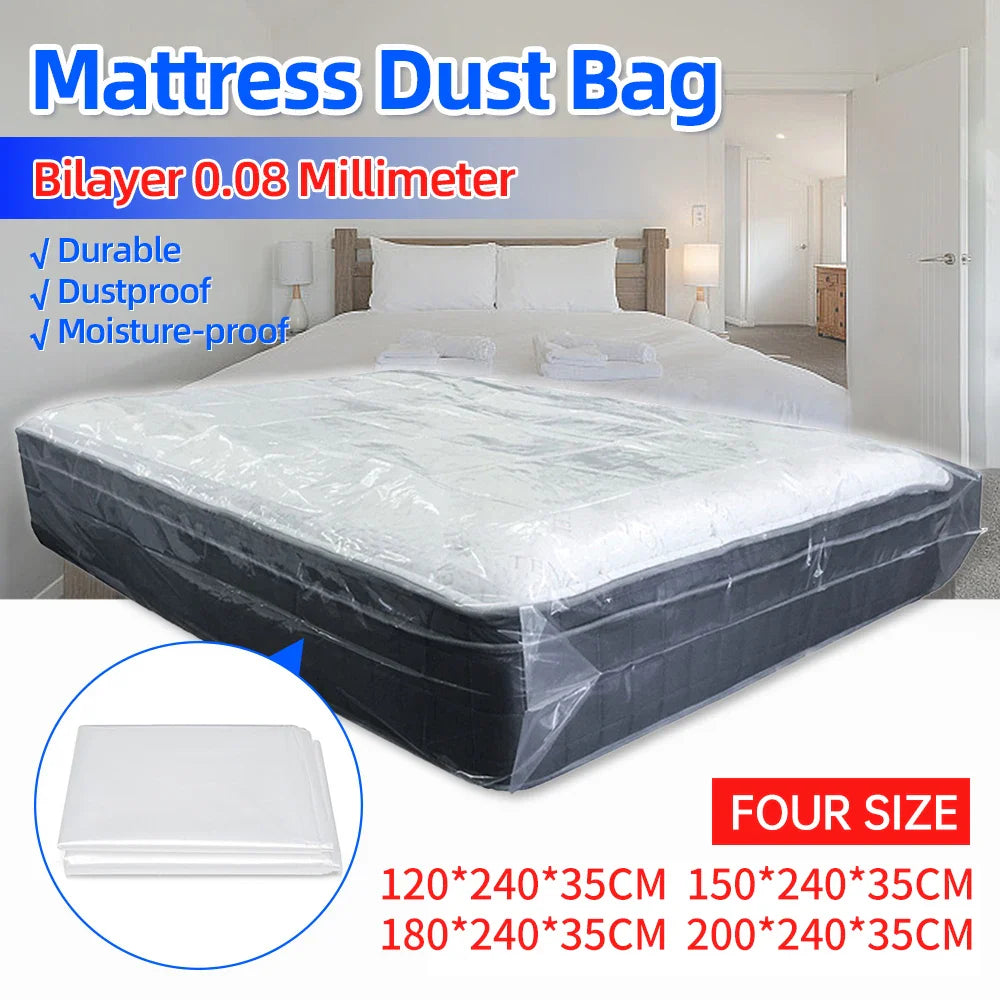 150/200x240x35cm Mattress Protector Packaging Bag Moisture-proof Dust Cover Thickness 0.08mm PE Transparent Moving Home Storage