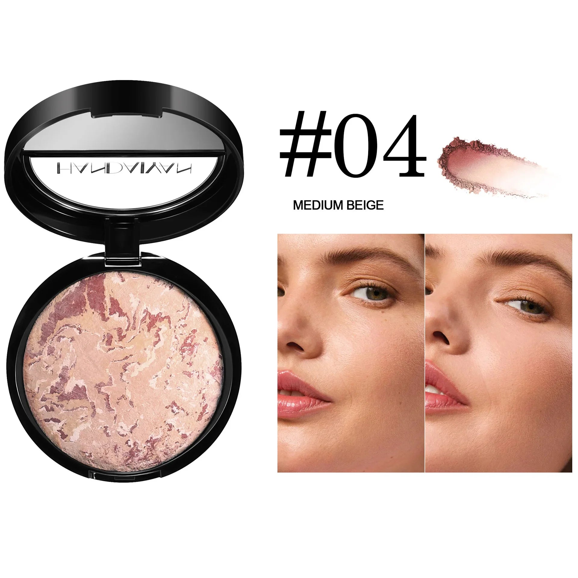 7 Colors Baked Duo Powder Matte Finishing Face Foundation Setting Powder Compact Waterproof Full Coverage Makeup Setting Base