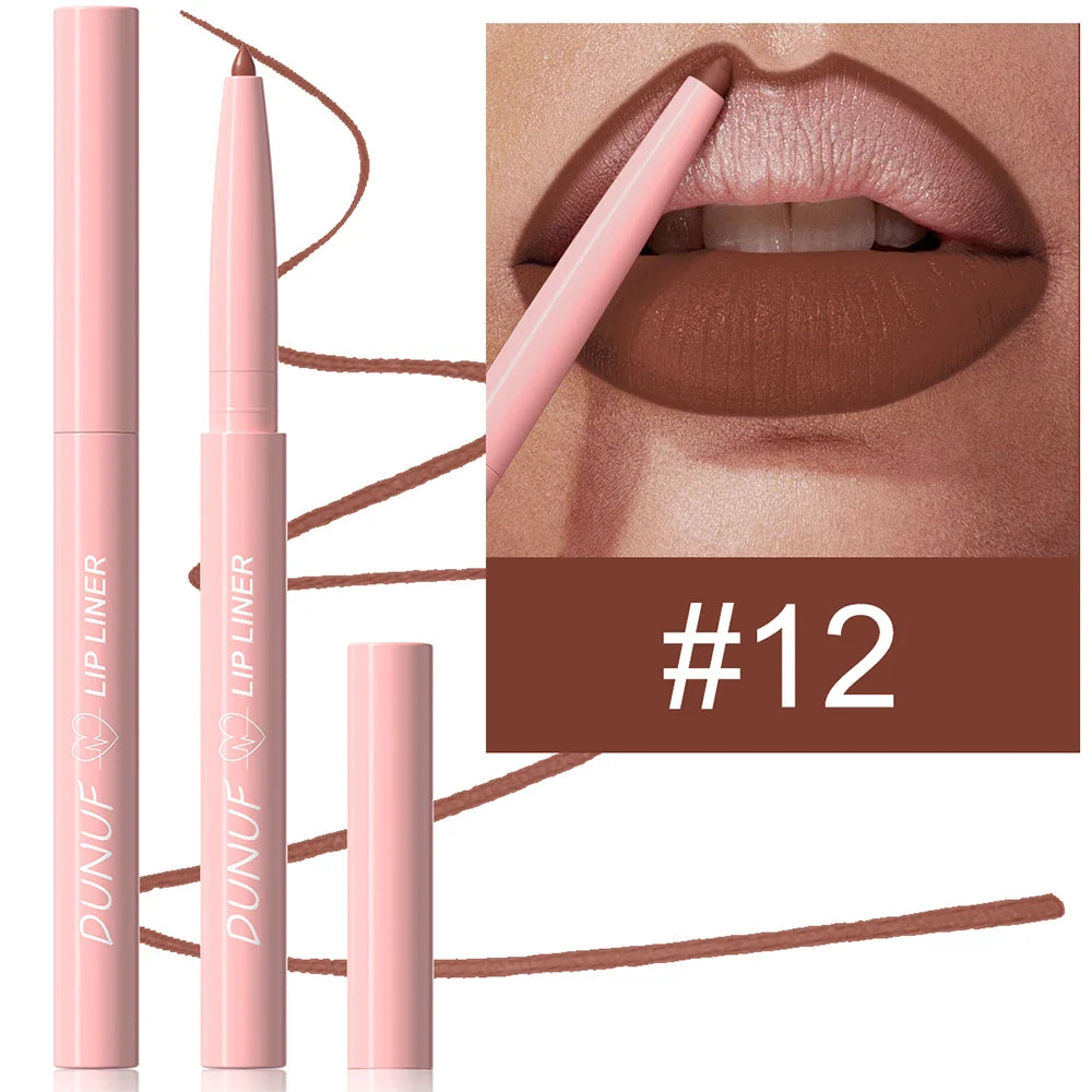 12-Color Luxury Matte Lipliner - Waterproof, Moisturizing,Long-Lasting,Non-Stick,Perfect Versatile Shades for All Skin Types