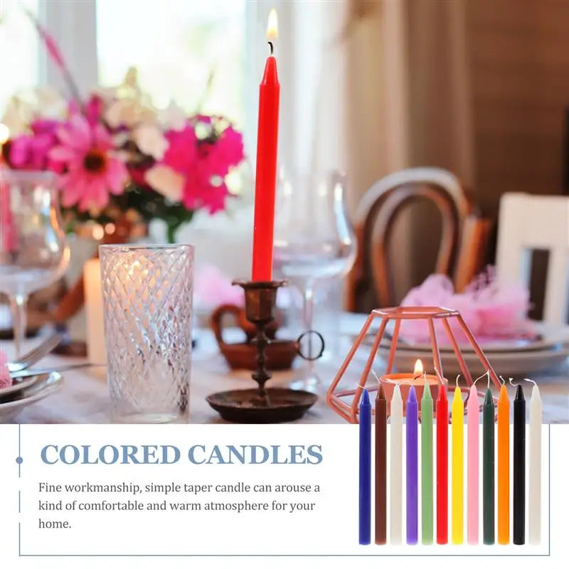 12pcs 16cm Colored Candles Great For Casting Chimes Rituals Spells Vigil Witchcraft Unscented Dinner Candles Wedding