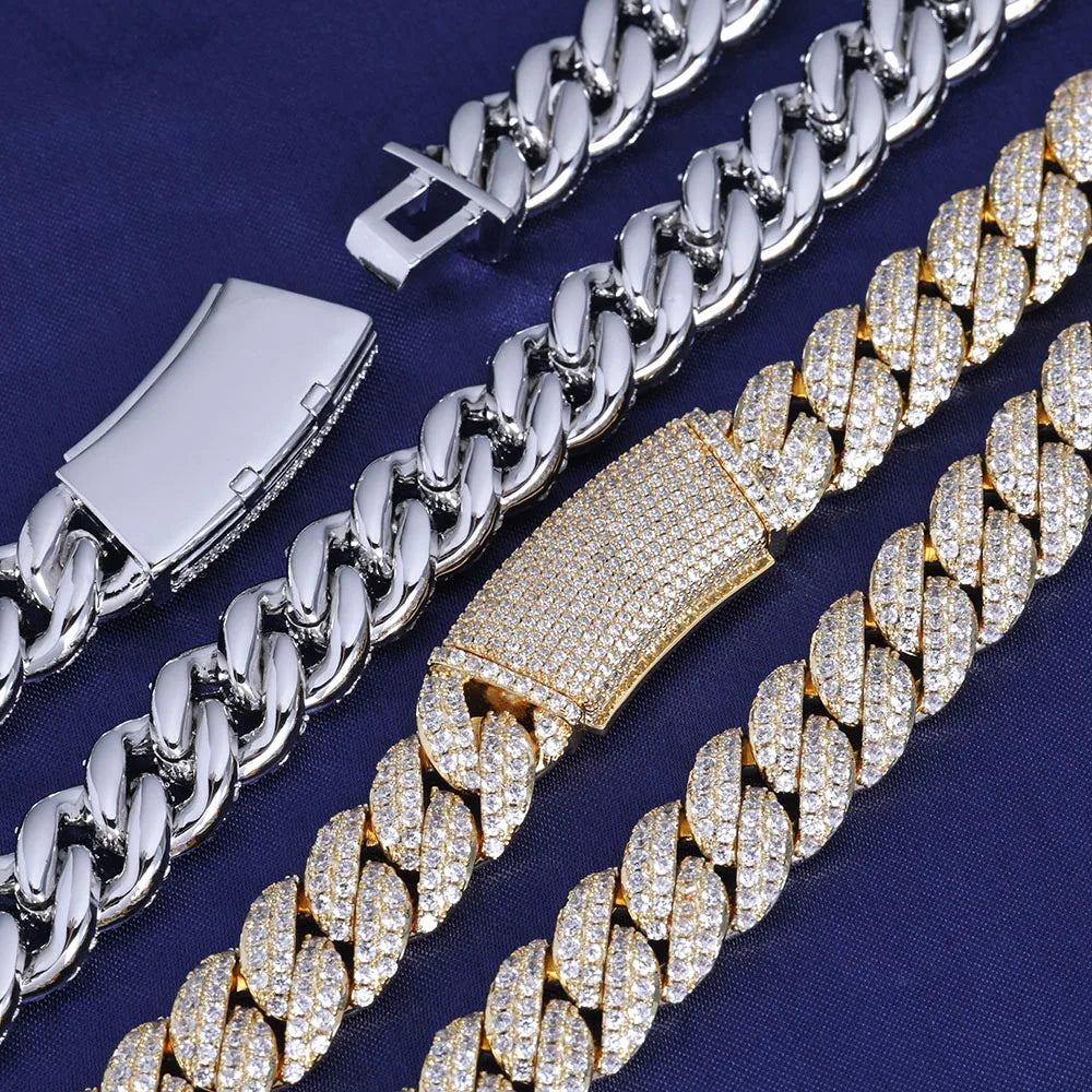 13mm Cuban Link Chain Necklaces Iced Out Miami Cuban Chain for Man Women Iced Out Shiny Inlaid Zircon Hip Hop Jewelry