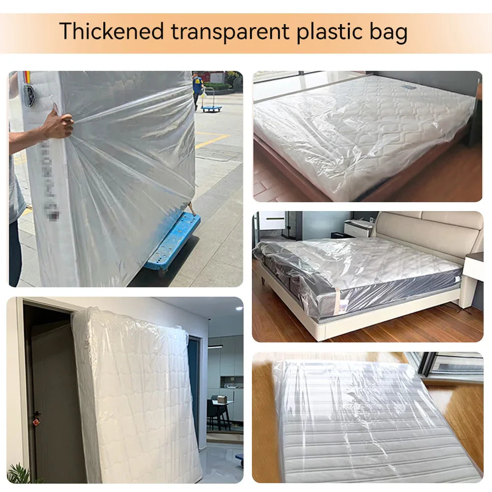 150/200x240x35cm Mattress Protector Packaging Bag Moisture-proof Dust Cover Thickness 0.08mm PE Transparent Moving Home Storage